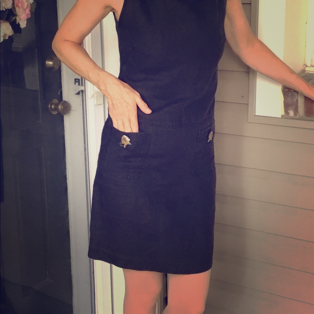 Maggy London Black Linen A Line Dress
